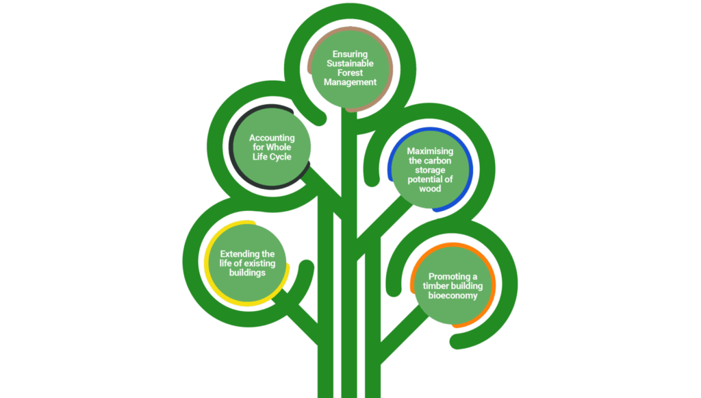 Five Principles of Responsible Timber Construction infographic