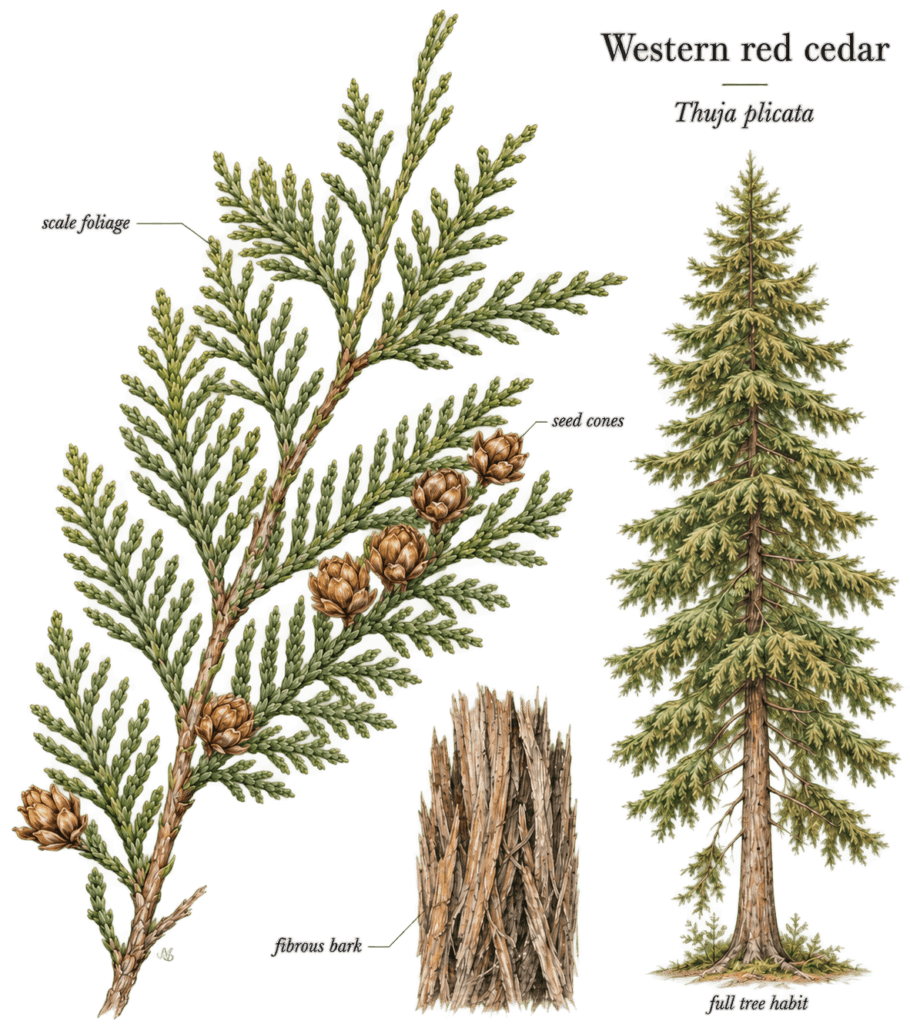 Botanical drawing Western Red Cedar